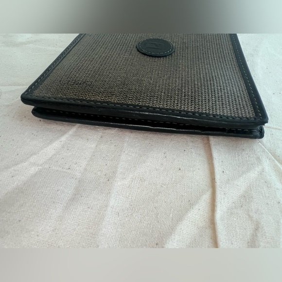 FENDI Mini ZUCCA Leather Bifold Credit Card Gold Tone Logo Wallet - Picture 10 of 11